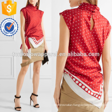 Asymmetric Polka-dot Silk-twill Top Manufacture Wholesale Fashion Women Apparel (TA4149B)